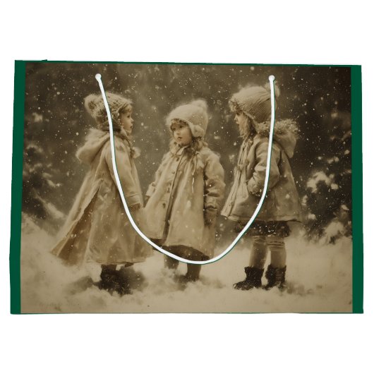 Kinder im Winter Große Geschenktüte (Rückseite)