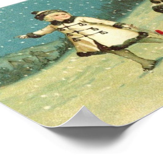 Kinder im Winter Poster (Ecke)