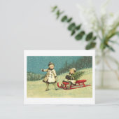 Kinder im Winter Postkarte (Stehend Vorderseite)