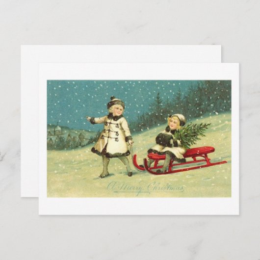 Kinder im Winter Postkarte (Vorne/Hinten)