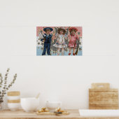 Kinder in Blau, Weiß und Rosa Poster (Küche)