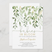 Kinder in Blütengrün - Zwillinge Einladung (Vorne/Hinten)