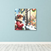 Kinder in den Weihnachtsfeiertag Leinwanddruck (Insitu (Holzboden))