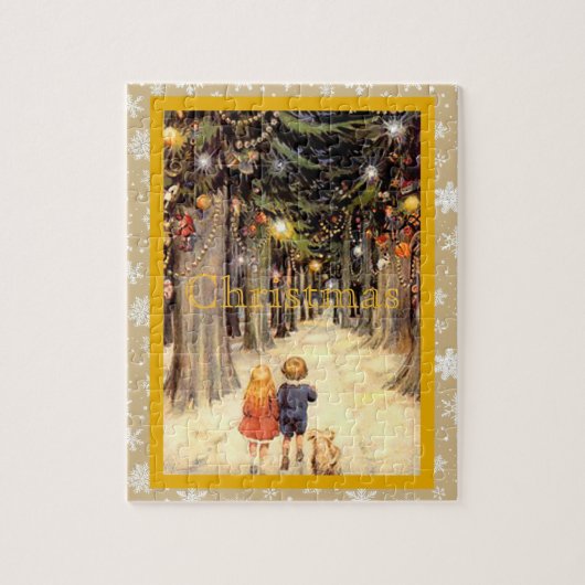 Kinder in der Weihnachtslane Puzzle (Vertikal)