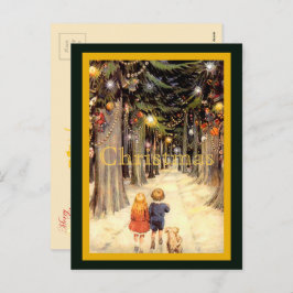 Kinder in der Weihnachtsleine Postkarte
