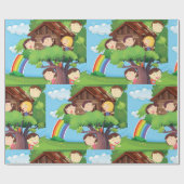 Kinder in einem Baumhaus Geschenkpapier (Flach)