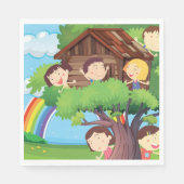 Kinder in einem Baumhaus Serviette (Vorderseite)