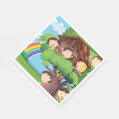 Kinder in einem Baumhaus Serviette (Ecke)