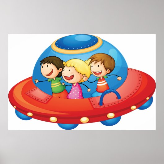 Kinder in einem Raumschiff Poster (Vorne)
