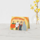 Kinder in Kostümen, glückliche Halloween-Karten Karte (Gelbe Blume)