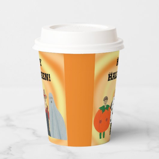 Kinder in Kostümen, Halloween-Papiertassen Pappbecher (Links)