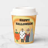 Kinder in Kostümen, Halloween-Papiertassen Pappbecher (Rückseite)