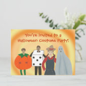 Kinder in Kostümen Halloween-Party Einladungen (Stehend Vorderseite)