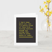 Kinder in Lemonade müssen Wodka verkaufen Karte (Gelbe Blume)