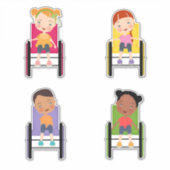Kinder in Rollstuhlaufklebern 1 Aufkleber (Vorderseite)