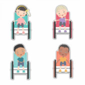 Kinder in Rollstuhlaufklebern 2 Aufkleber (Vorderseite)