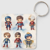 Kinder in Superhero-Outfits individuell anpassbar Schlüsselanhänger (Rückseite)