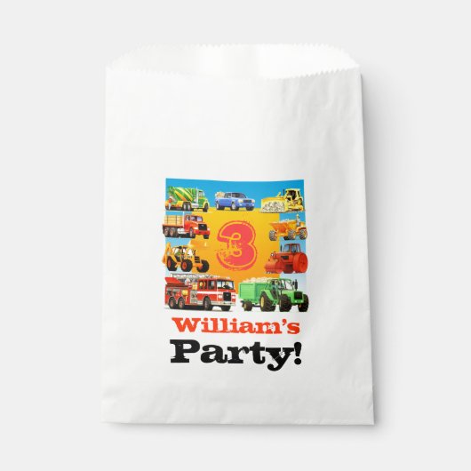 Kinder Individuelle Name Bau LKW Geburtstagsparty Geschenktütchen (Vorderseite)
