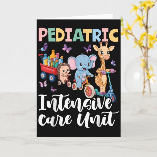 Kinder-Intensivstation Süße Tiere Groovy Karte (Gelbe Blume)