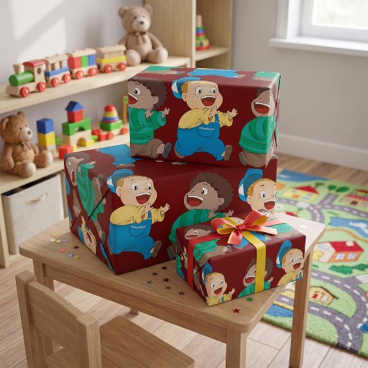 Kinder jagen Geschenkpapier