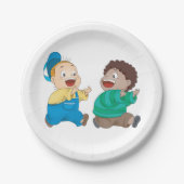 Kinder jagen Papierplatten Pappteller (Vorderseite)