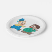 Kinder jagen Papierplatten Pappteller (Schrägansicht)