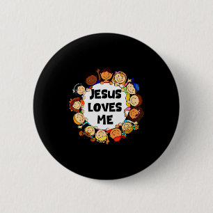 Kinder Jesus liebt mich süße christliche Glaubens Button