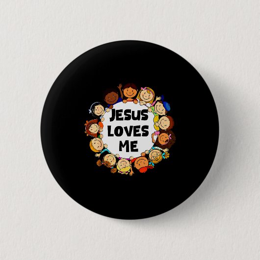 Kinder Jesus liebt mich süße christliche Glaubens Button (Vorderseite)