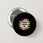 Kinder Jesus liebt mich süße christliche Glaubens Button (Vorne & Hinten)