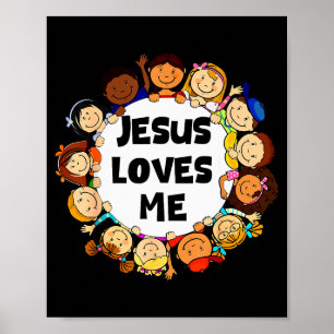 Kinder Jesus liebt mich süße christliche Glaubens  Poster