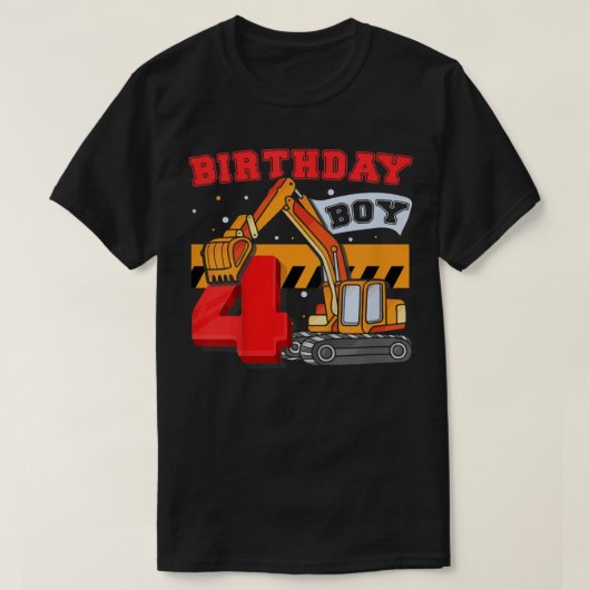 Kinder Junge 4 Jahre alter Digger Builder Construc T-Shirt (Design vorne)
