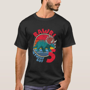 Kinder Junge 5th Birthday I Rawr! Tricerops I Fami T-Shirt