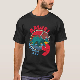 Kinder Junge 9th Birthday I Rawr! Tricerops I Fami T-Shirt