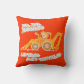 Kinder Junge graben orange & gelb Kissen (Rückseite)