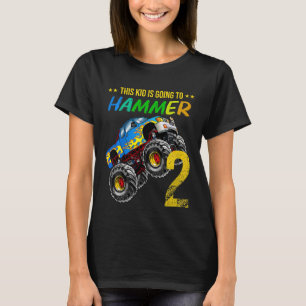 Kinder Jungen 2. Geburtstag Monster Truck Birthday T-Shirt