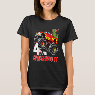 Kinder Jungen 4. Geburtstag Monster Truck Geburtst T-Shirt