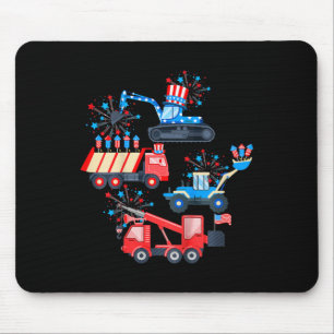 Kinder Jungen 4. Juli Krane LKW Bau Veh Mousepad