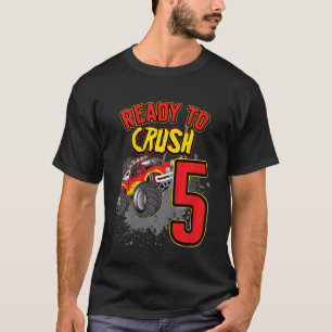Kinder Jungen 5th Birthday Monster Truck Birthday T-Shirt