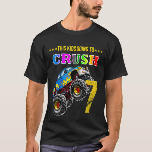 Kinder Jungen 7. Geburtstag Monster Truck Birthday T-Shirt