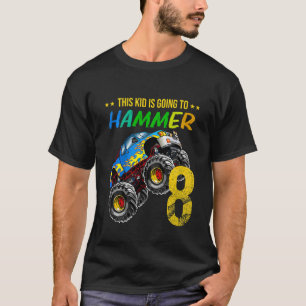 Kinder Jungen 8th Birthday Monster Truck Birthday T-Shirt