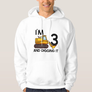 Kinder Jungen Bau Thema Geburtstag Ich bin 3 und d Hoodie