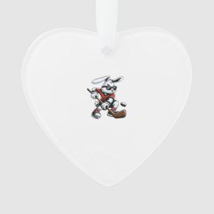 Kinder Jungen Fröhlicher Osterhase spielt Hockey O Ornament