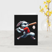 Kinder Jungen glücklich Ostern Bunny Playing Baseb Karte (Gelbe Blume)