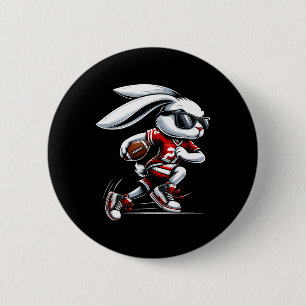 Kinder Jungen glücklich Ostern Bunny Playing Fußba Button