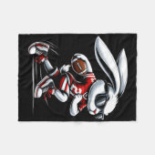 Kinder Jungen glücklich Ostern Bunny Playing Fußba Fleecedecke (Vorderseite (Horizontal))