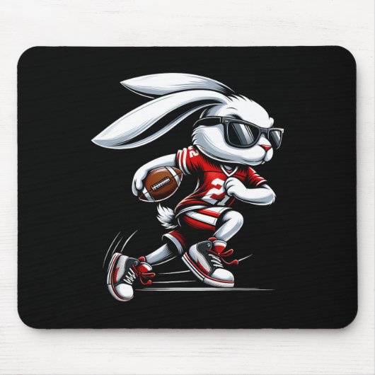 Kinder Jungen glücklich Ostern Bunny Playing Fußba Mousepad (Vorne)