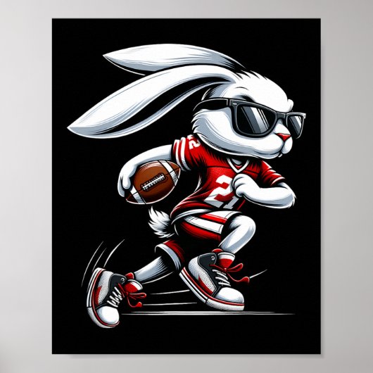 Kinder Jungen glücklich Ostern Bunny Playing Fußba Poster (Vorne)