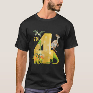 Kinder Jungen Mädchen Dinosaur Vierte 4. Geburtsta T-Shirt