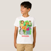 Kinder Jungle Safari Cartoon Tiere Personalisiert T-Shirt (Vorne ganz)