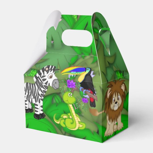 Kinder Jungle Tiere Geburtstagsparty Gefälligkeits Geschenkschachtel (Vorderseite)